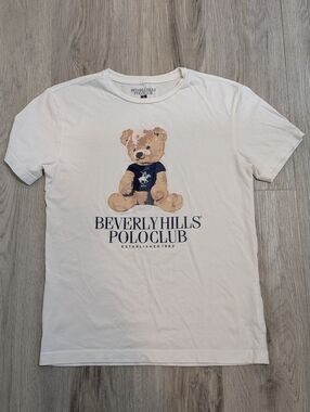 ✨3/$20✨ Beverly Hills Polo Club Teddy Bear White T-Shirt - Size Small